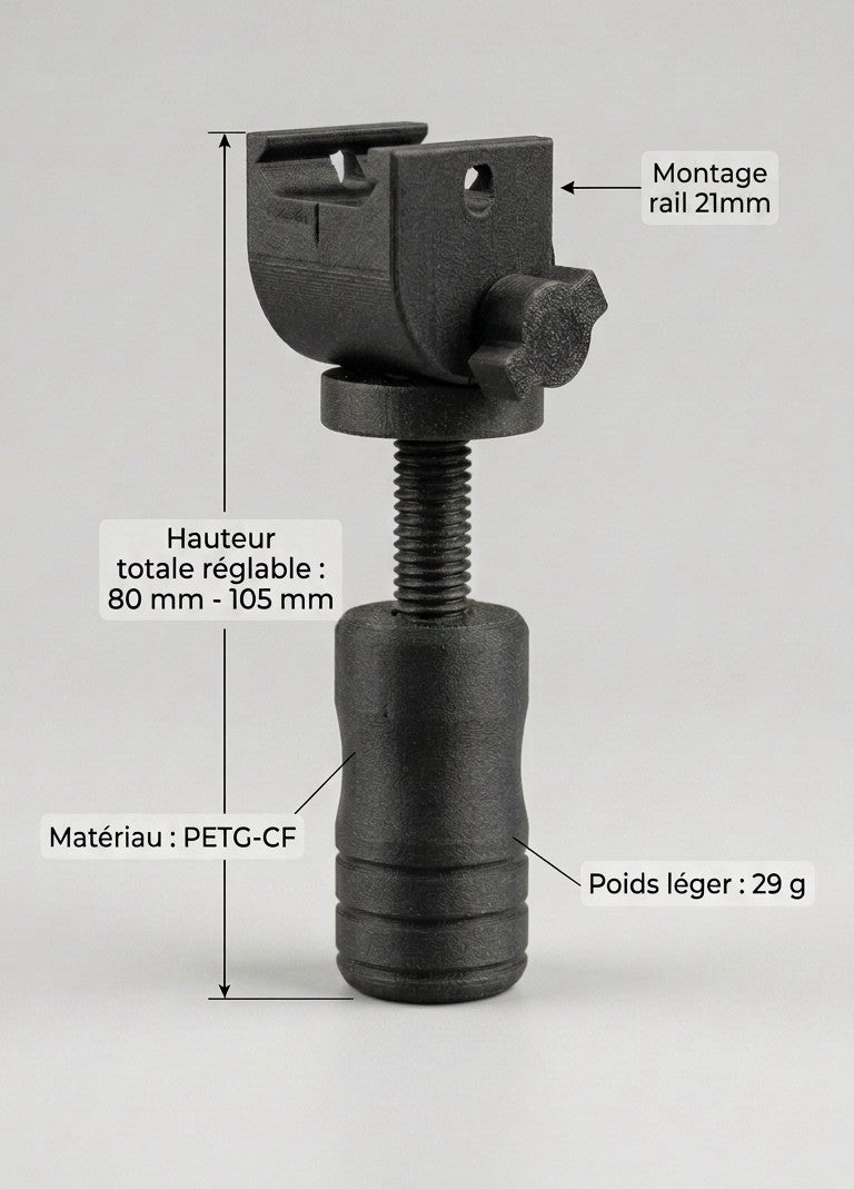Support arrière pliable et réglable (80-105mm) - W3D-PAT